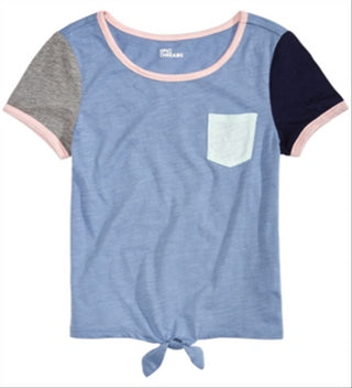 Epic Threads Big Girl's Colorblocked Tie Front T-Shirt Blue Size X-Large