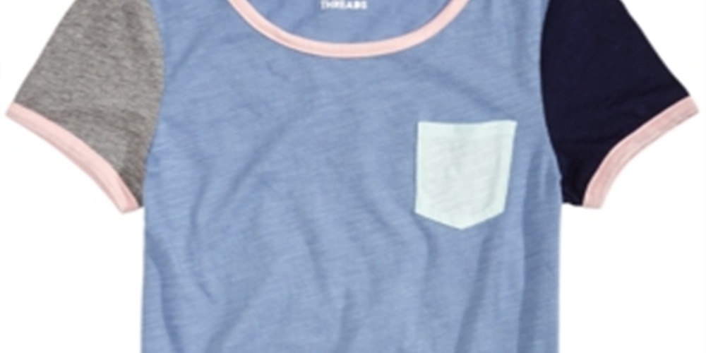 Epic Threads Big Girl's Colorblocked Tie Front T-Shirt Blue Size X-Large