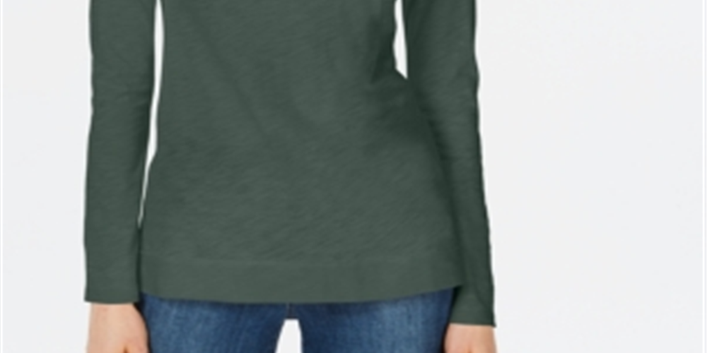 Maison Jules Women's High Low T-Shirt Green Size Small