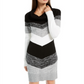 Bcx Women's Color Block Long Sleeve Cowl Neck Above the Knee Sheath Dress Black Size Medium