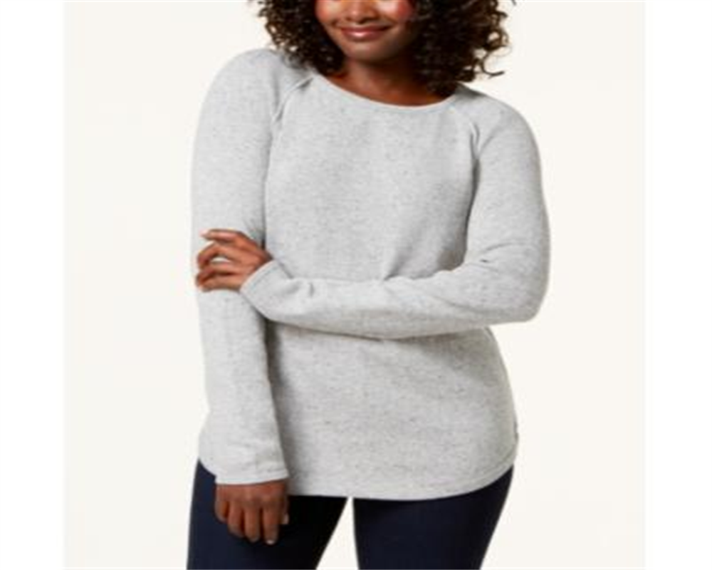 Karen Scott Women's Long Sleeve Scoop Neck Top Gray Size X-Large