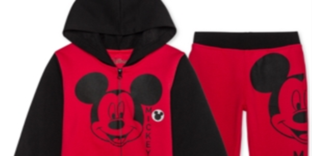 Disney Toddler Boy's Mickey Mouse 2 Pc Colorblocked Hoodie & Joggers Set Red Size 2