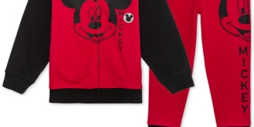 Disney Toddler Boy's Mickey Mouse 2 Pc Colorblocked Hoodie & Joggers Set Red Size 2