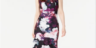 Calvin Klein Women's Floral High Low Dress -Purple Size 8