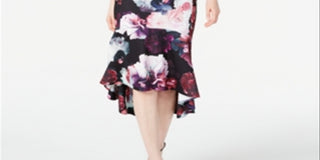 Calvin Klein Women's Floral High Low Dress -Purple Size 8