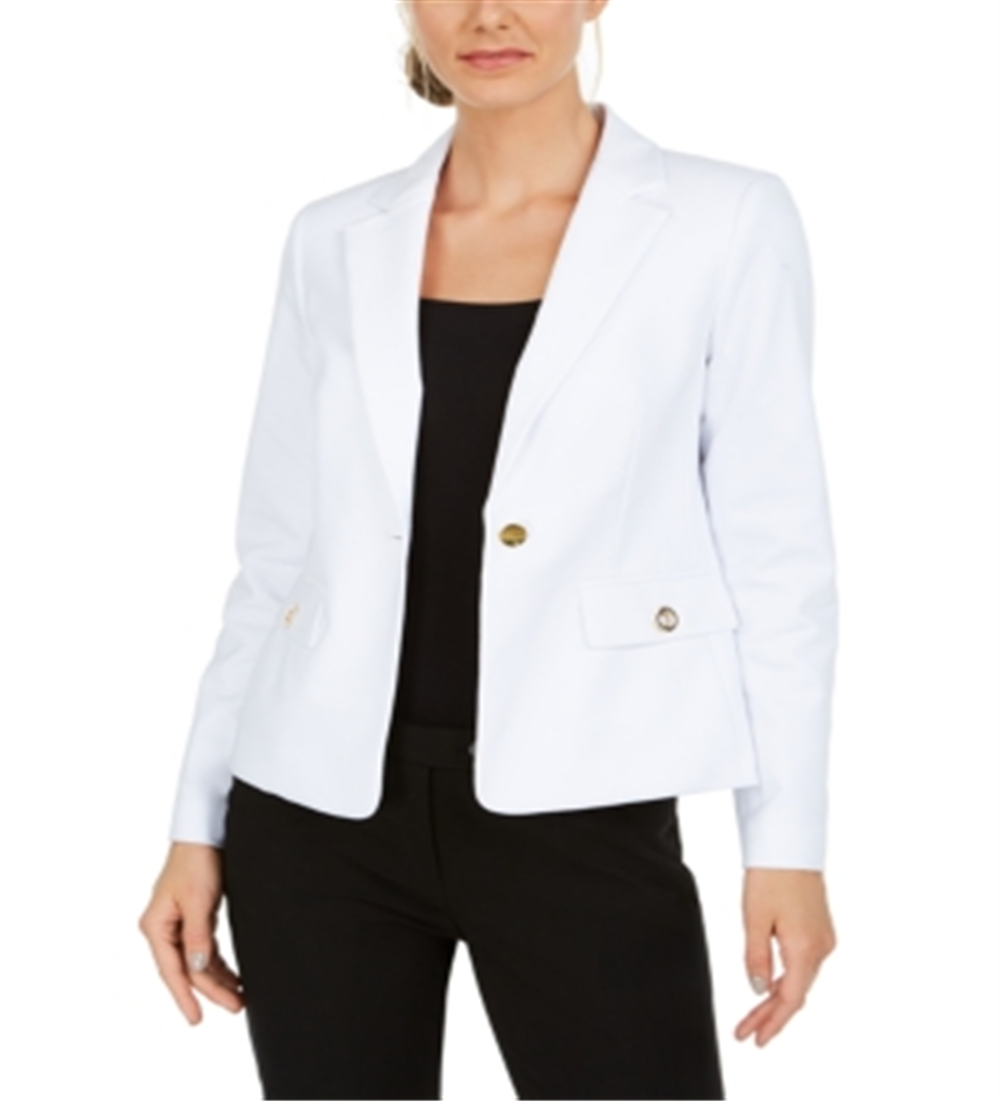 Calvin Klein Women's Single Button Grommet Blazer White Size 6