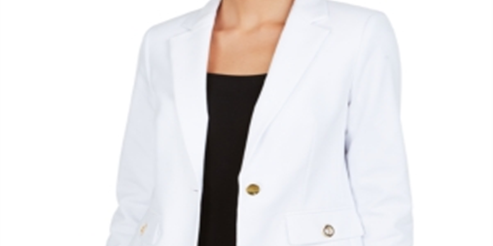 Calvin Klein Women's Single Button Grommet Blazer White Size 6