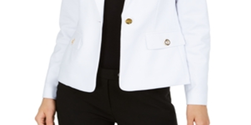 Calvin Klein Women's Single Button Grommet Blazer White Size 6