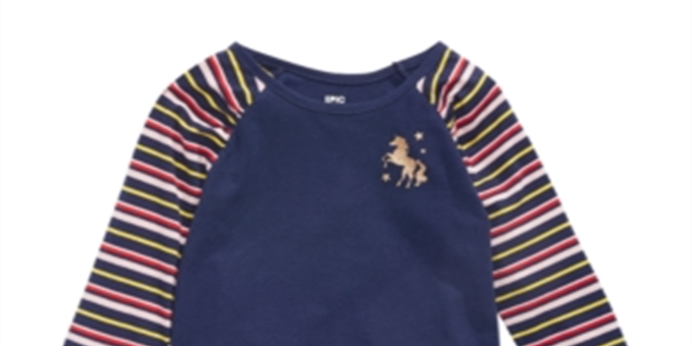 Epic Threads Toddler Girl's Striped Unicorn T-Shirt Blue Size 3T