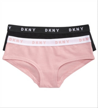 DKNY Big Girl's 2 Pk Hipsters Black/Pink Size Large