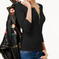 INC International Concepts Women's Zip Henley Black Size Petite S