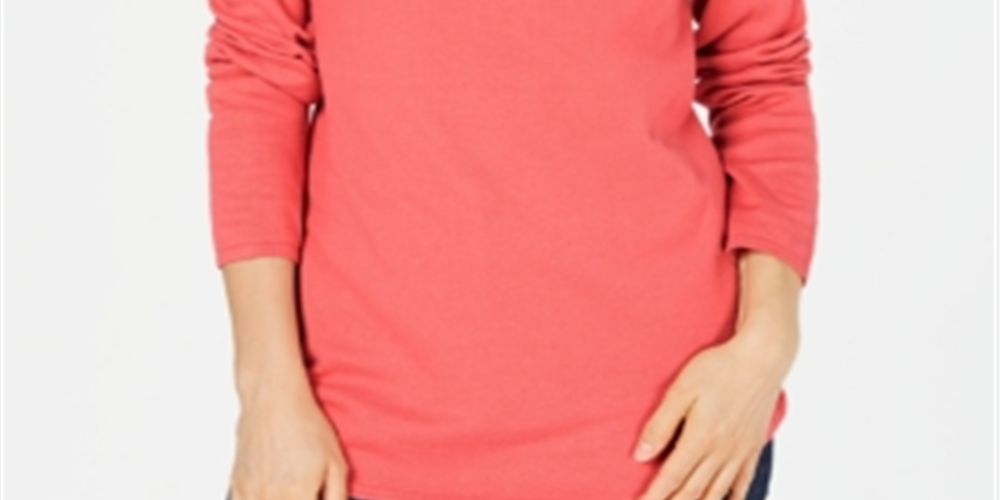 Karen Scott Women's Cotton Envelope Neck Sweater Pink Size XX-Large