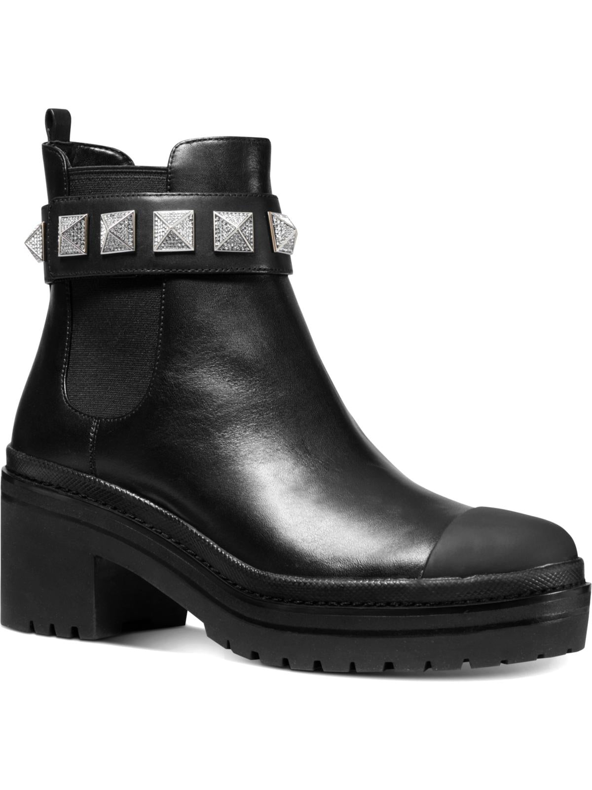 Michael Kors Women's Glenn Leather Lug Sole Ankle Boots Black Size 5M