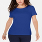 Karen Scott Women's Solid T-Shirt Blue Size XX-Large