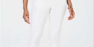 Charter Club Women's Bristol Eyelet Hem Skinny Jeans White Size 14