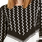Alfani Women's Printed 3/4 Sleeve Crew Neck Evening Blouse Black Size Petite Small
