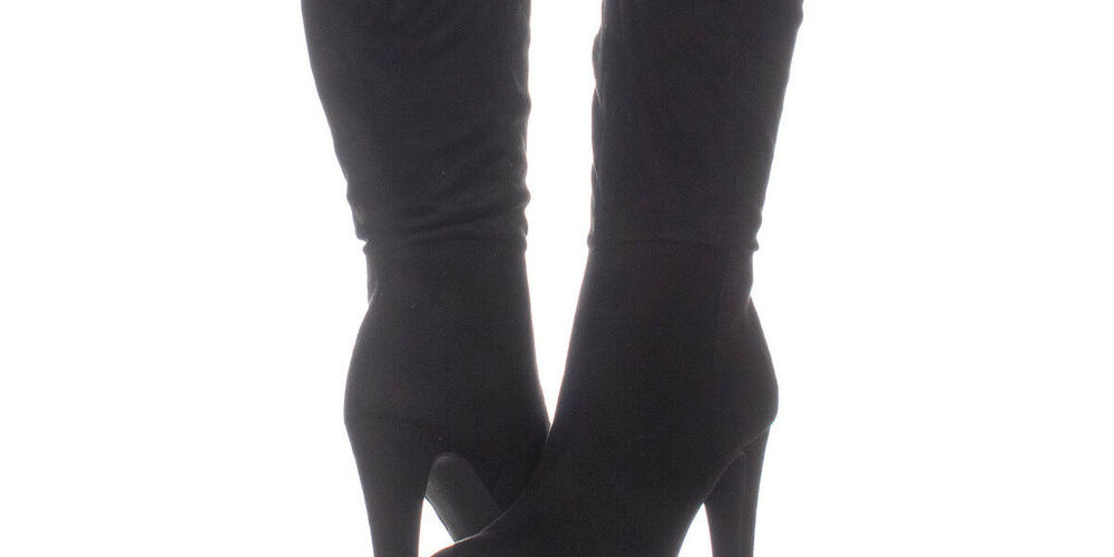 Material Girl Women's Candice Pointed Toe Knee High Fashion Boots Black Size 9 M