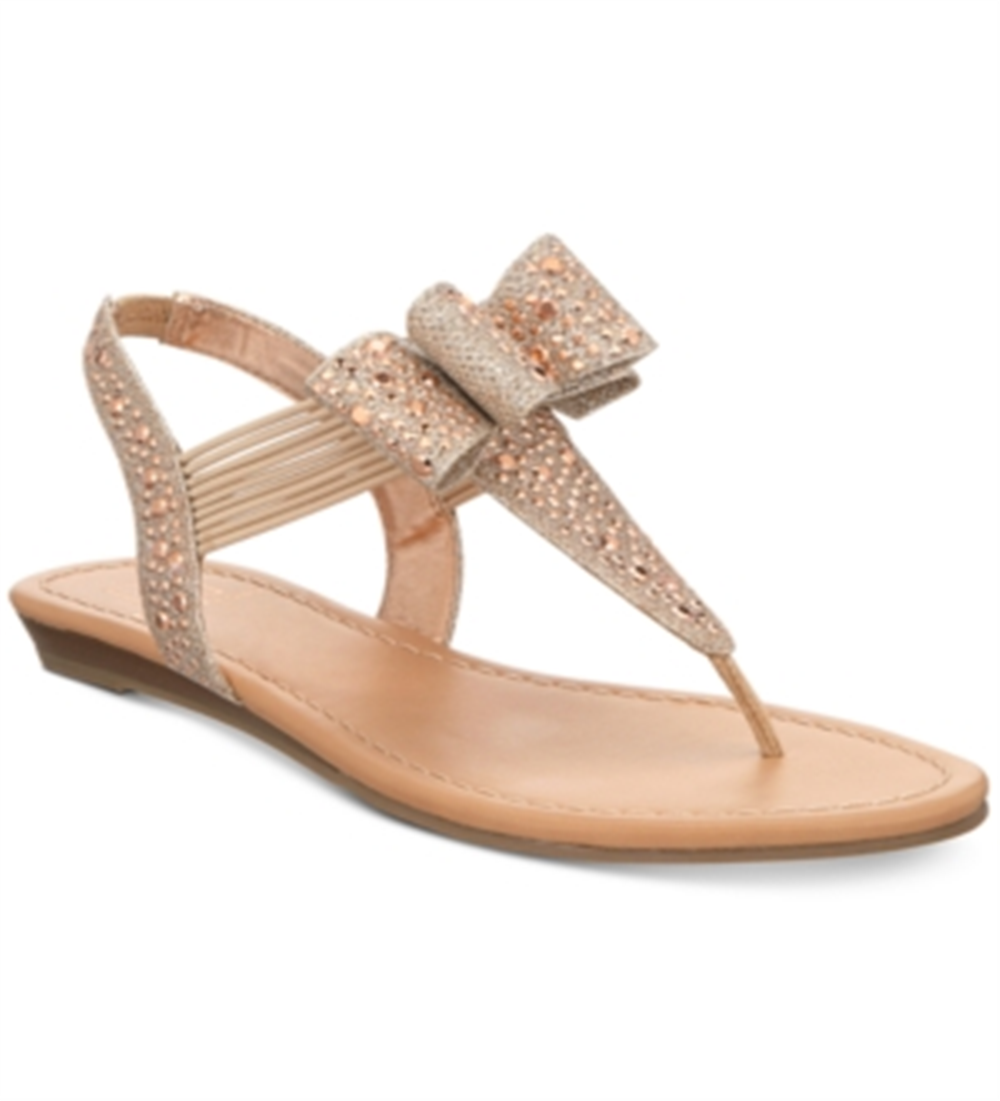 Material Girl Women's Shayleen Open Toe Casual T Strap Sandals Gold Size 8M