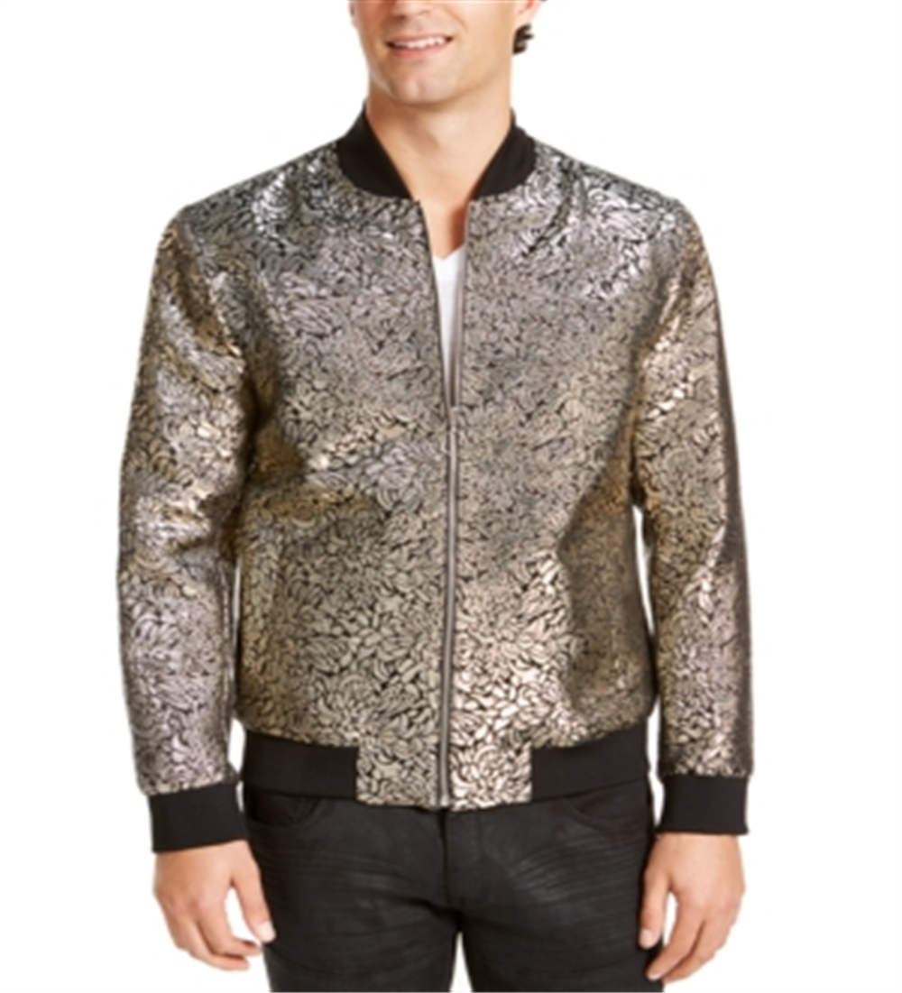 INC International Concepts Men's Big & Tall Party Brocade Bomber Jacket Black Size 2XB