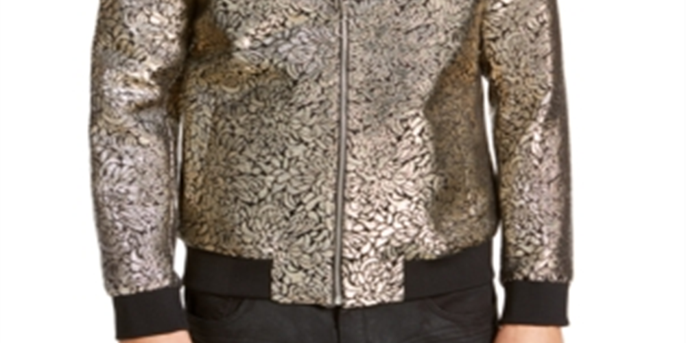 INC International Concepts Men's Big & Tall Party Brocade Bomber Jacket Black Size 2XB