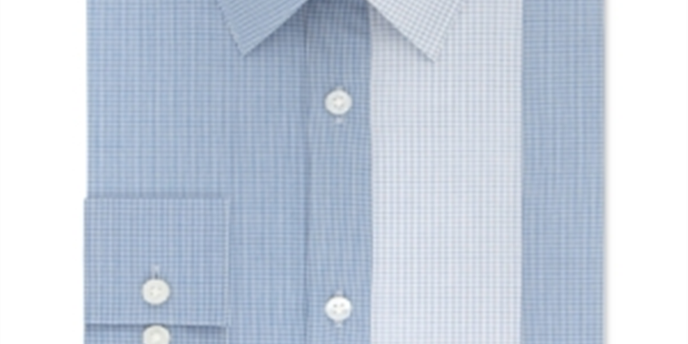 Calvin Klein Men's Extra Slim Fit Temperature Regulating Stretch Check Dress Shirt Blue Size S 14-14/5