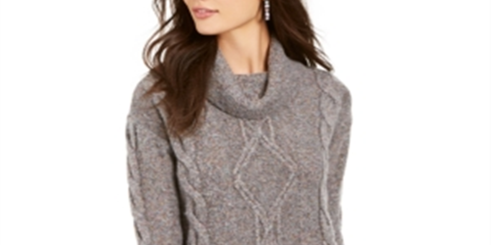 Charter Club Women's Cable Knit Sweater Gray Size Petite S