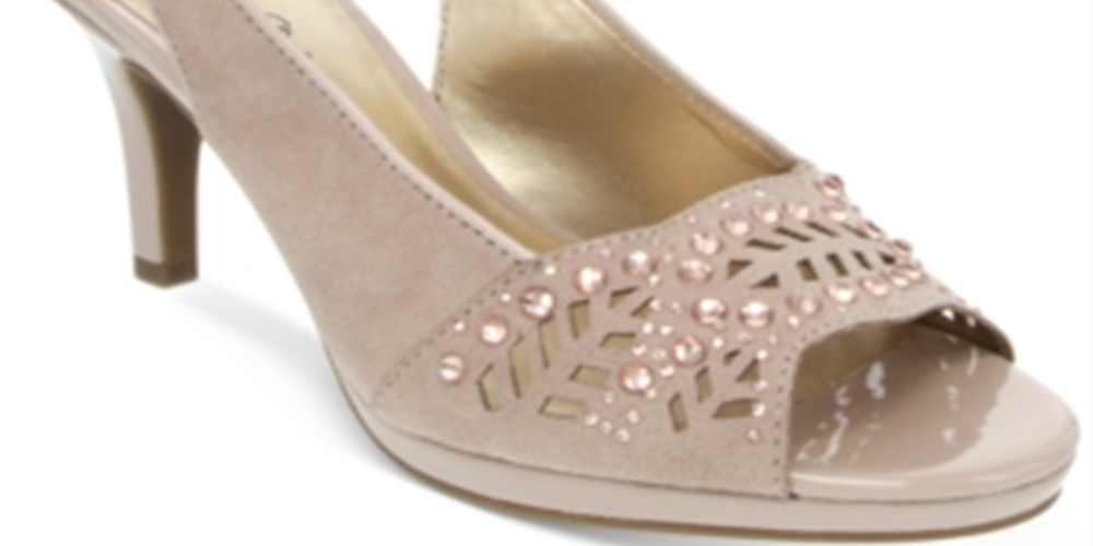 Karen Scott Women's Brookee Dress Heels Embossed Sling Back BeigeSize 7.5 W