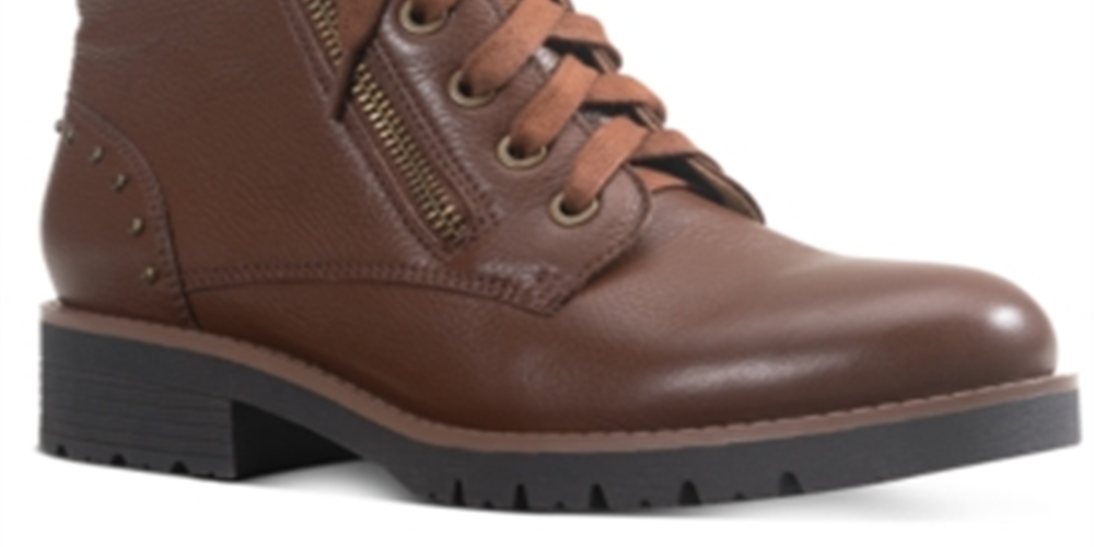 American Rag Women's Tatum Leather Studded Combat Boots Brown Size 7.5 M