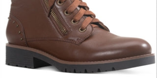 American Rag Women's Tatum Leather Studded Combat Boots Brown Size 7.5 M