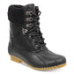 Tommy Hilfiger Women's 1/2 Heel Padded Waterproof Fur Trim Rian Round Toe Block Heel Lace up Snow Boots Black Size 5 M