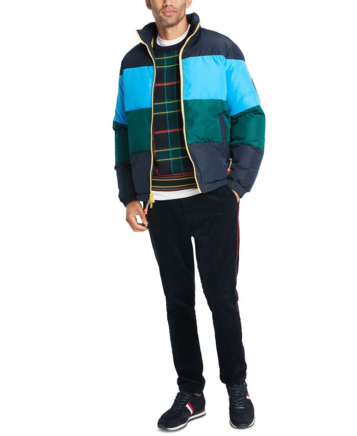 Tommy Hilfiger Men's Colorblocked Puffer Jacket Blue Size XXL