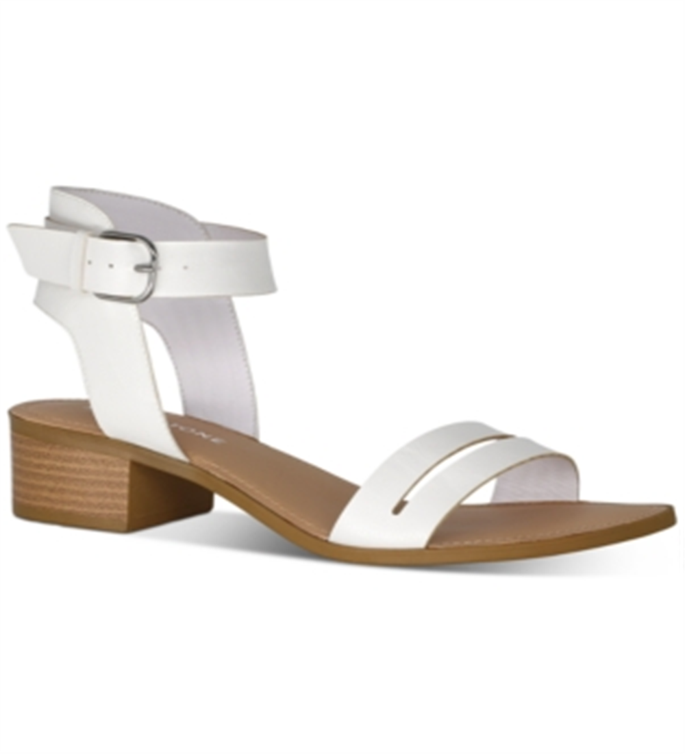 Sun + Stone Women's Alectap Ankle Strap Heel Sandals White Size  9.5 M