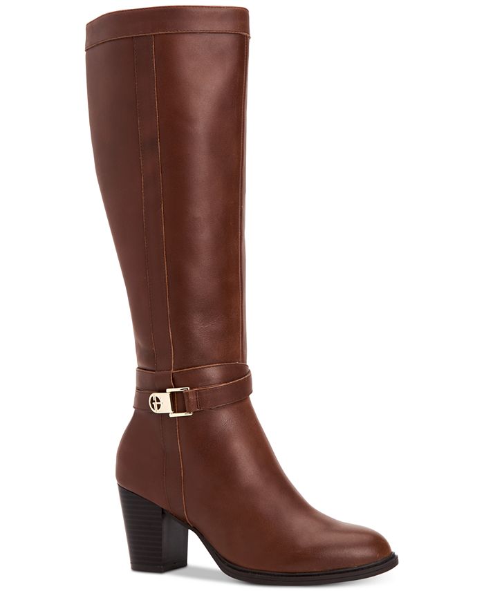 Giani Bernini Women's Rozario Leather Tall Knee-High Boots Brown Size 6.5M