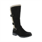 White Mountain Women's Padded Fur Trim Buckle Accent Santell Round Toe Block Heel Zip up Snow Boots Black Size 6 M