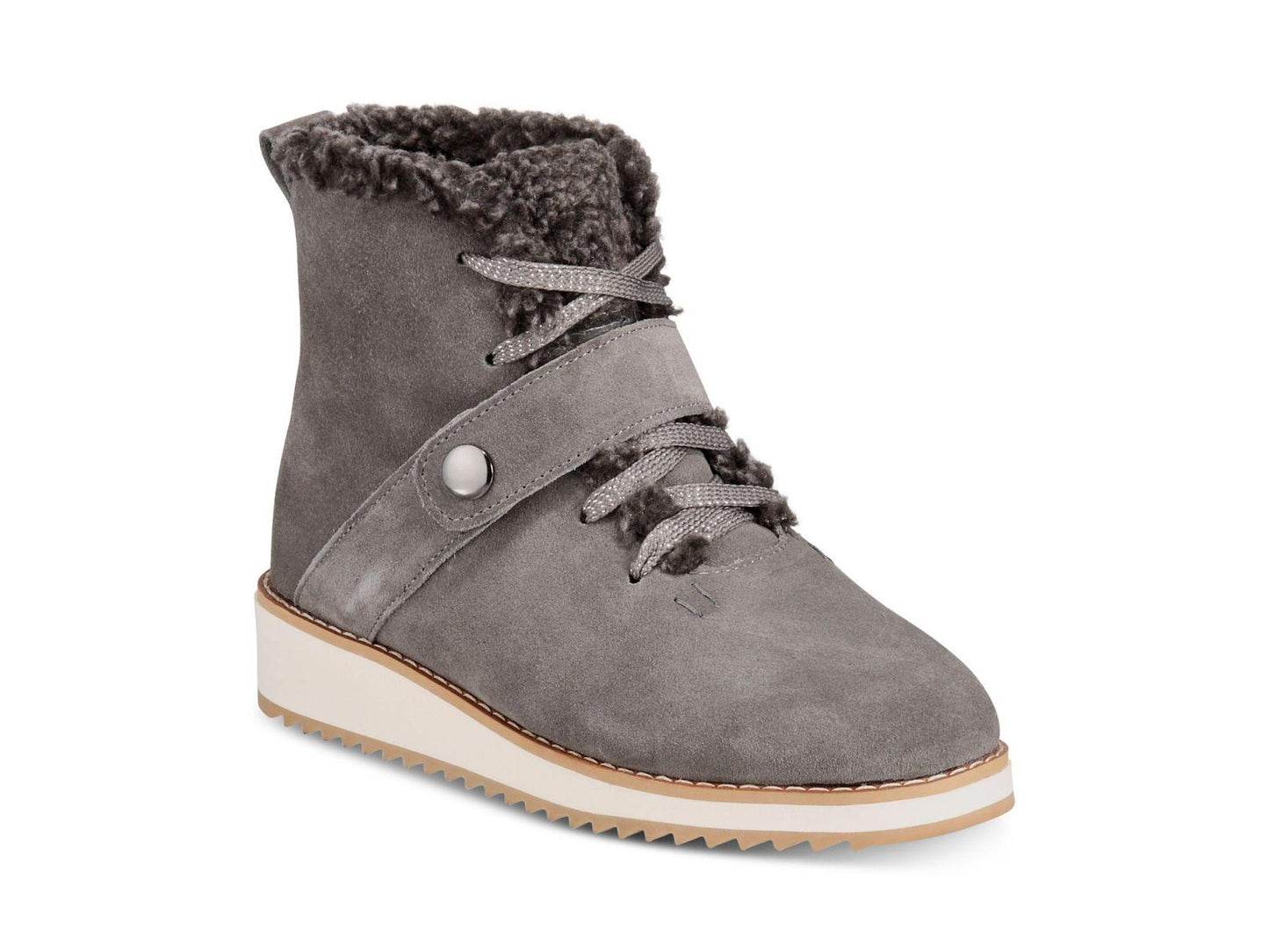 Style & CoWomen's Elissaa Leather Closed Toe Ankle Cold Weather Boots Gray Size 5 M