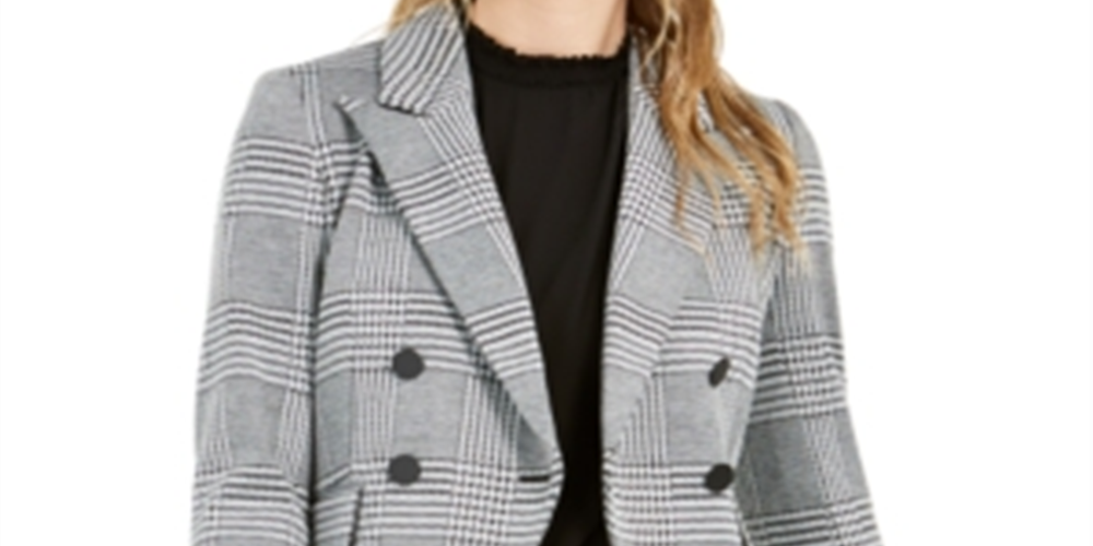 Bar III Women's Suit Separate Business Double Breasted Blazer Black / IvorySize 6