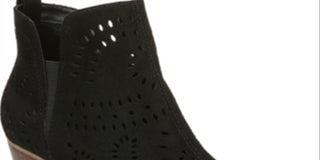 Carlos by Carlos Santana Women's Cut Out Elastic Goring Heel Pull Tab Cushioned Stretch Victory Pointed Toe Block Heel Zip up Booties Black Size 7 M