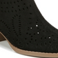 Carlos by Carlos Santana Women's Cut Out Elastic Goring Heel Pull Tab Cushioned Stretch Victory Pointed Toe Block Heel Zip up Booties Black Size 7 M