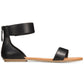 Sun + Stone Women's Keley Faux Leather Flat Sandals Black Size 6.5 M