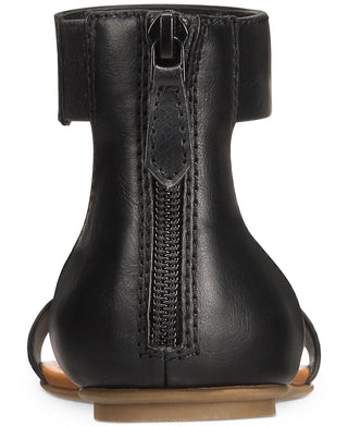 Sun + Stone Women's Keley Faux Leather Flat Sandals Black Size 6.5 M