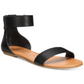 Sun + Stone Women's Keley Faux Leather Flat Sandals Black Size 6.5 M