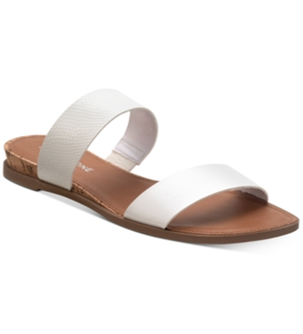 Sun + Stone Women's Easten Slide Sandals Shoes White Size 7 M