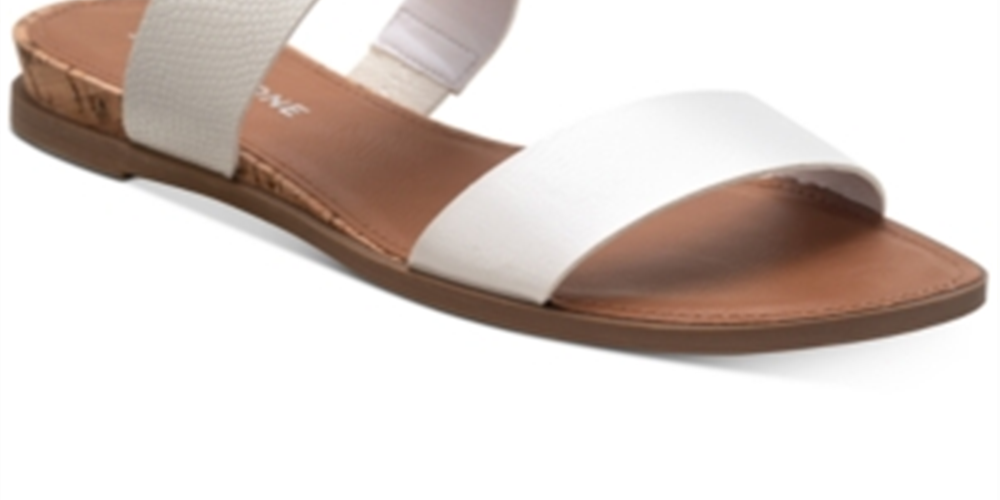 Sun + Stone Women's Easten Slide Sandals Shoes White Size 7 M