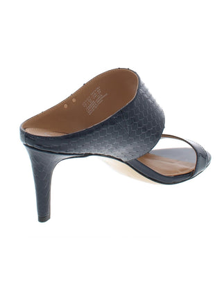 Calvin Klein Women's Croc Embossed Cecily Patent Leather Stiletto Slide Sandals Navy Size 7M
