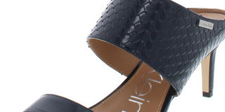 Calvin Klein Women's Croc Embossed Cecily Patent Leather Stiletto Slide Sandals Navy Size 7M