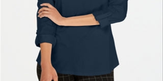 Charter Club Women's Supima Cotton Split Neck Top Red Size Petite Medium