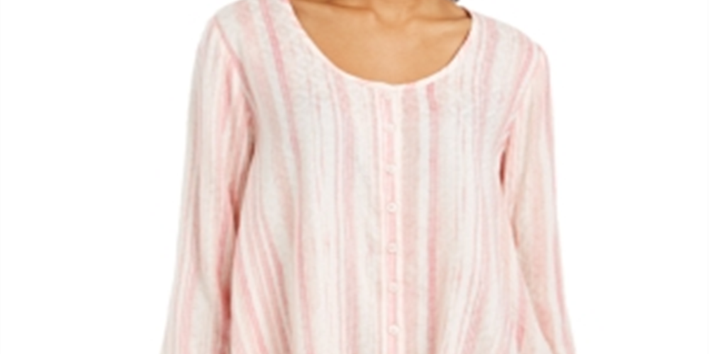 Style & Co Women's Printed Swing Blouse Pink Size Small