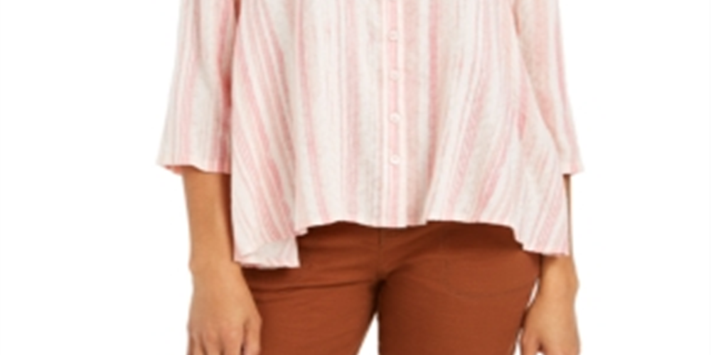 Style & Co Women's Printed Swing Blouse Pink Size Small