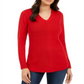 Charter Club Women's V Neck Sweater Red Size Medium