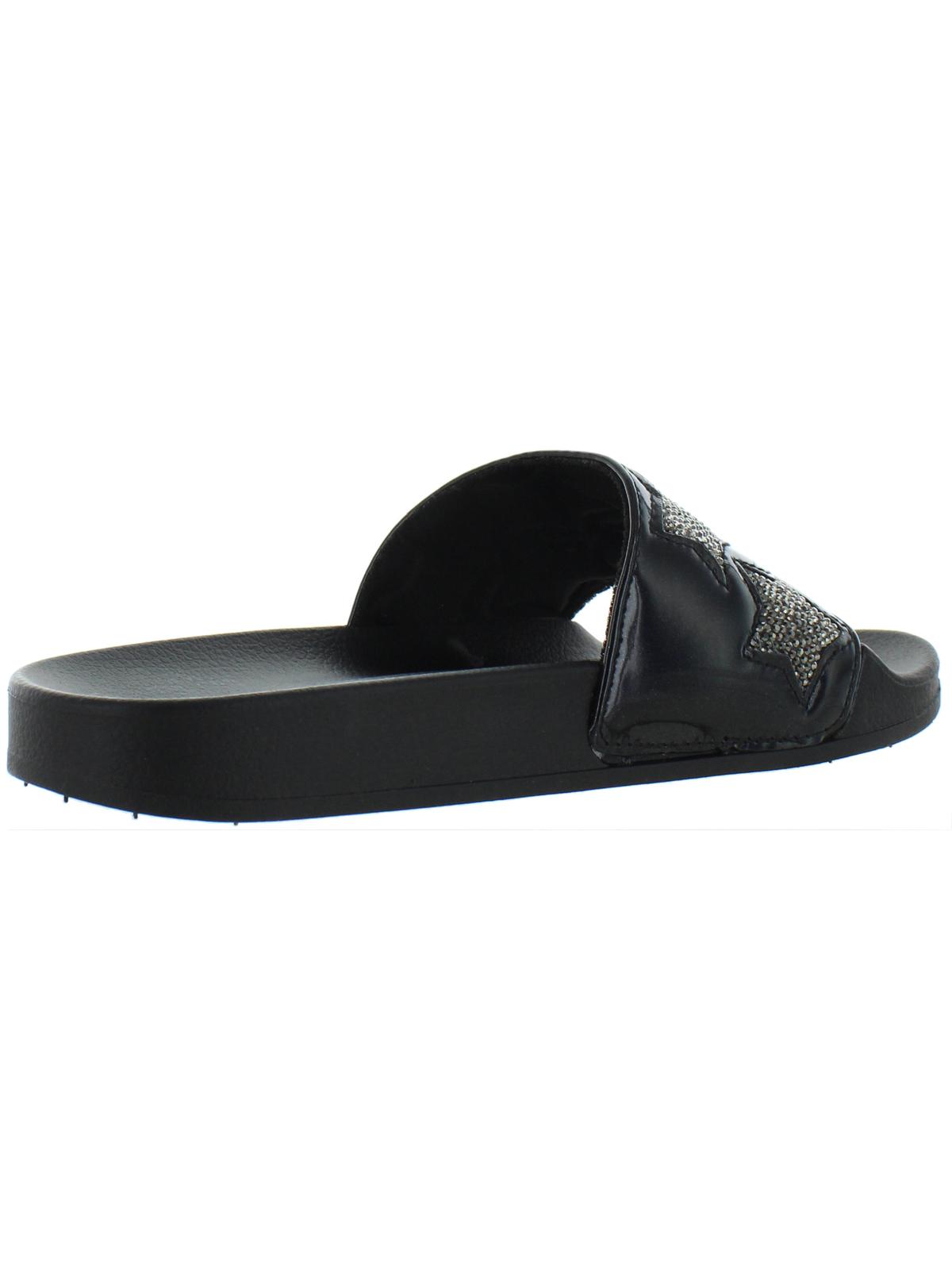 Kenneth Cole Reaction Women's Pool Spash Slide Sandal with Stars Black Size 6M